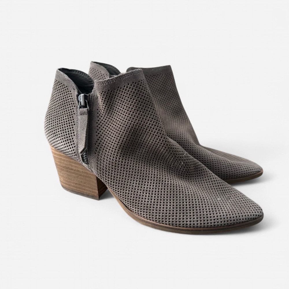 Vince Camuto Perforated Suede Booties – Size 8